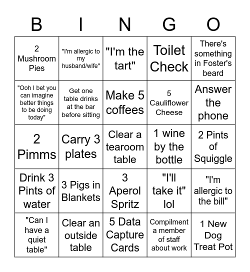 Sunday Bingo Card