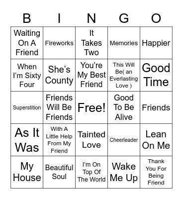 BINGO With Friends Bingo Card