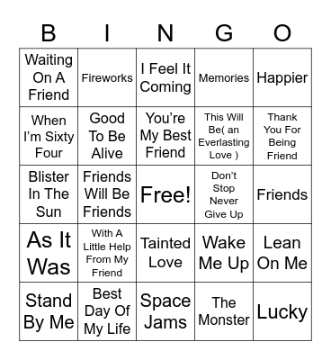 BINGO With Friends Bingo Card