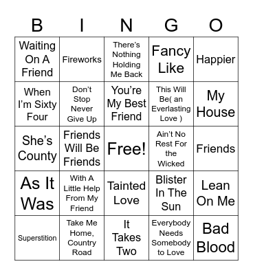 BINGO With Friends Bingo Card