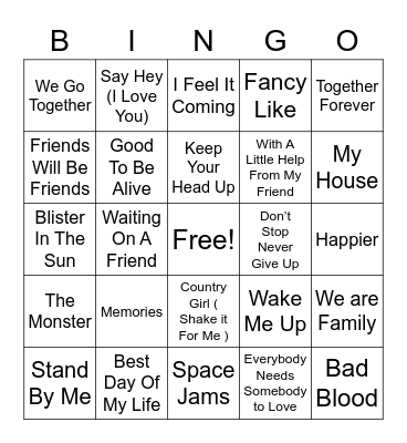 BINGO With Friends Bingo Card