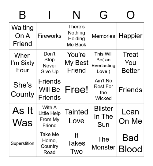 BINGO With Friends the Bingo Card