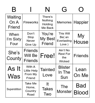BINGO With Friends Bingo Card