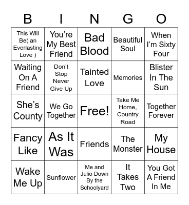 BINGO with Friends Bingo Card