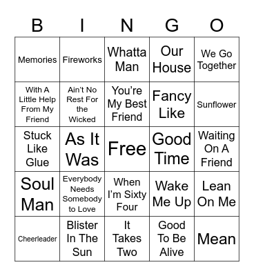 BINGO With Friends Bingo Card