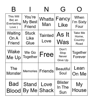 BINGO With Friends Bingo Card