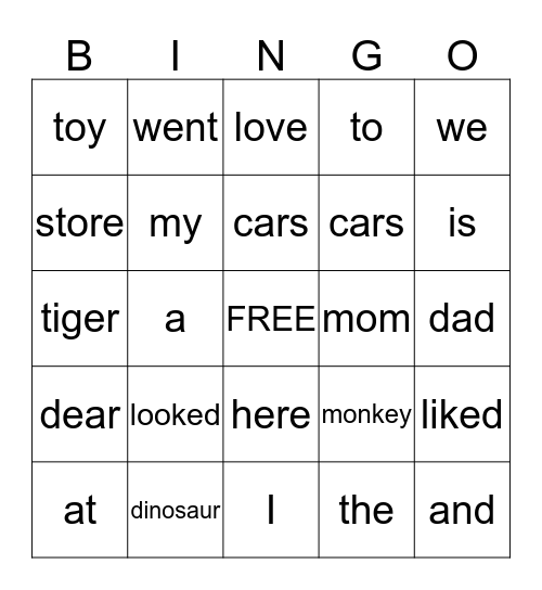 At the Toy Store BINGO Card