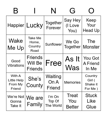 BINGO with Friends Bingo Card