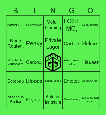 Gossenglück Bingo Card
