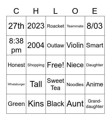 Untitled Bingo Card