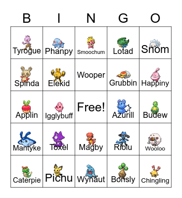 Pokemon Bingo Card