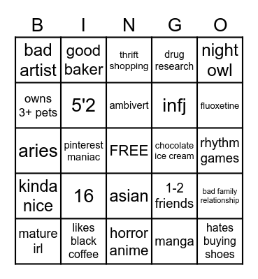yiren's bingo Card