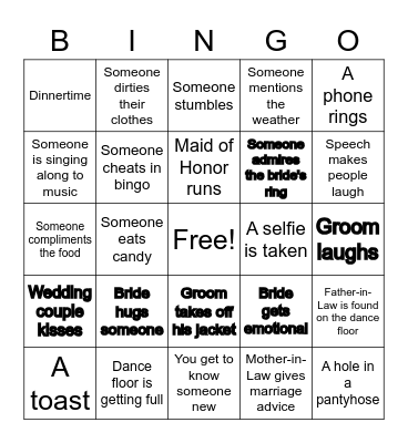 Hääbingo Card