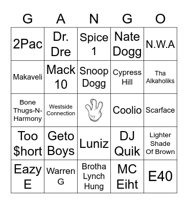 GANGSTA RAP Bingo Card