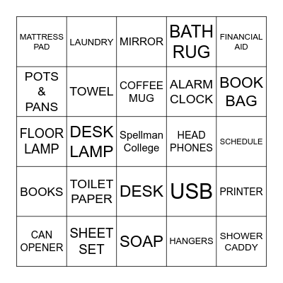 Trunk Party Bingo Card