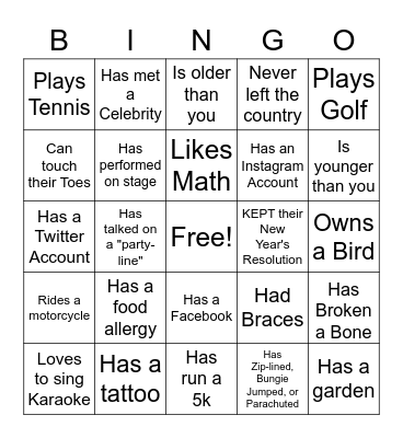 Find a Neighbor who.....Round #2 Bingo Card