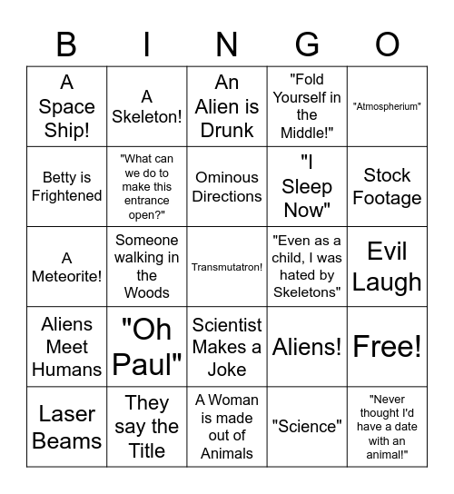 Lost Skeleton of Cadavra - Round 1 Bingo Card