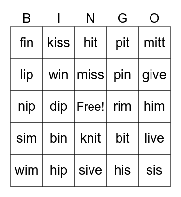 Practice 6 Bingo Card