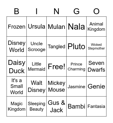 Disney Bingo Card