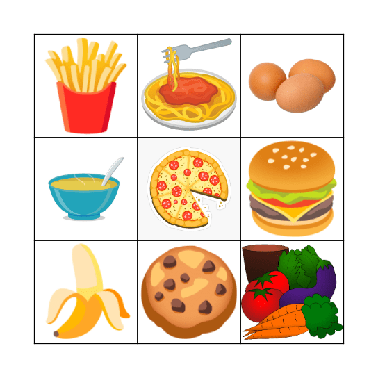 FOOD BINGO! Bingo Card