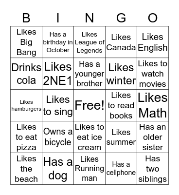 People Bingo! Bingo Card