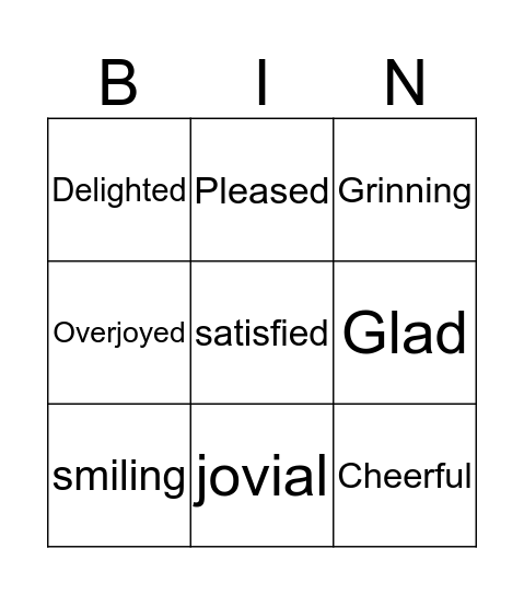 Happy Bingo Card