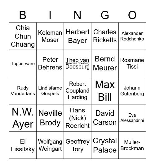 Lecture 4: Organising Information Bingo Card