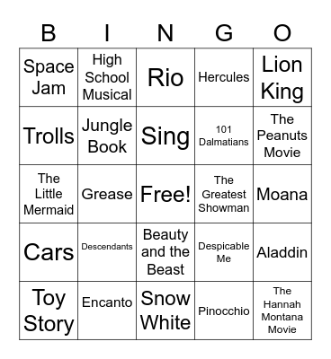 Movie Bingo Card