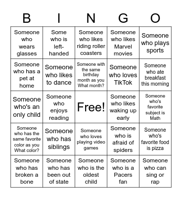 Human Bingo Card