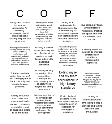 Leadership Standards Bingo! Bingo Card