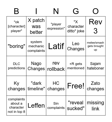 strive 2022 evo VC bingo Card