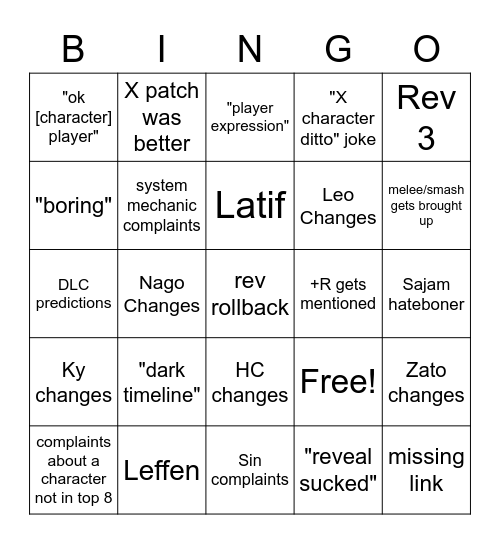 strive 2022 evo VC bingo Card