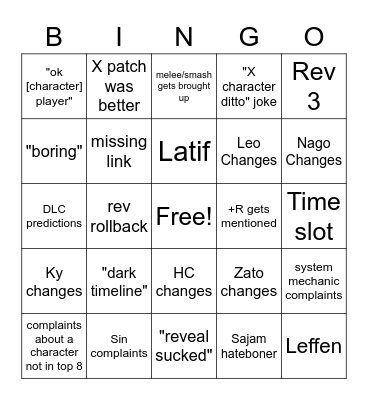 strive 2022 evo VC bingo Card