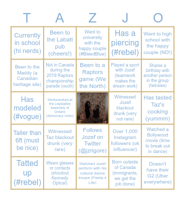 Black Out Meets Tulip Troupe Bingo Card