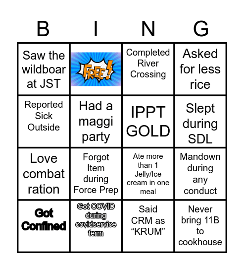 AFST 128/22 Bingo Card