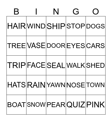 4-Letters Bingo Card