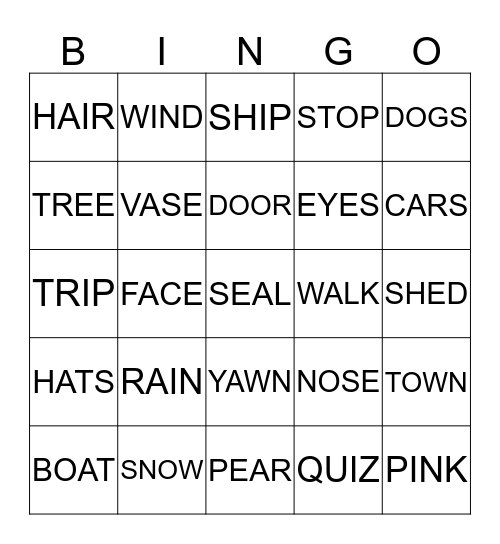 4-Letters Bingo Card