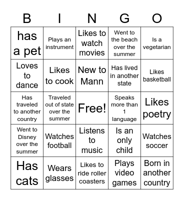 Find Someone Who... Bingo Card