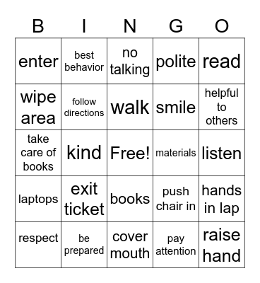 Back to School Bingo Card