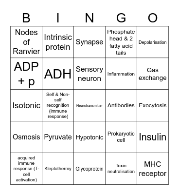 11 Biology (ALL UNITS) Bingo Card