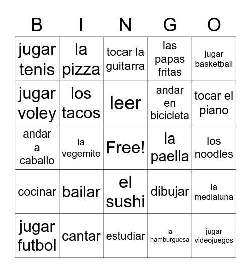 megusta Bingo Card