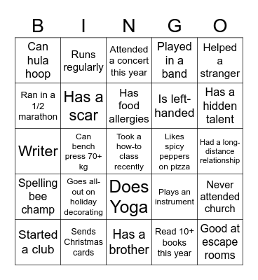 Santa Fe Relocation Bingo Card