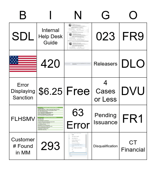 Internal Help Desk Bingo Card