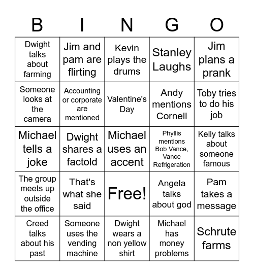 The office bingo Card
