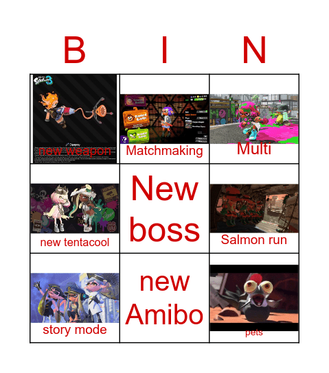 Splatoon 3 Bingo Card