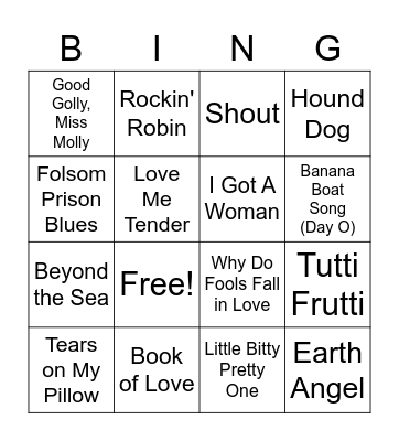 Music Bingo 1940's Bingo Card