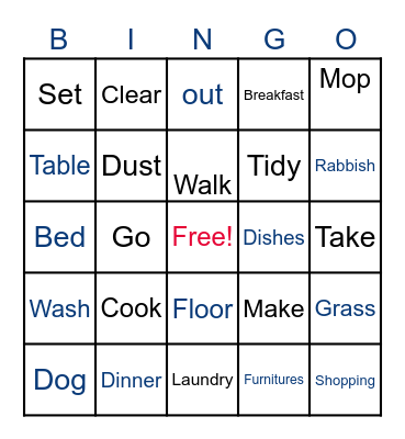 Help around the house Bingo Card