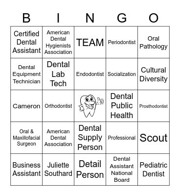 Dental Profession Bingo Card