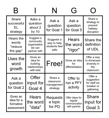 STMS SIP Crosswalk New Goals & Objectives Bingo Card