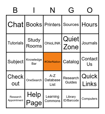 Shafer Library Bingo Card